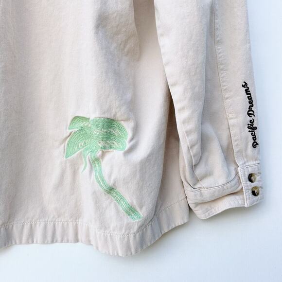 Rip Curl Women’s Embroidered Pacific Dreams Shacket Cream Button Down Large - Picture 9 of 11